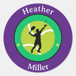 Adesivo Redondo Vinheta - Jogador de Tênis - Personalizado - Adici