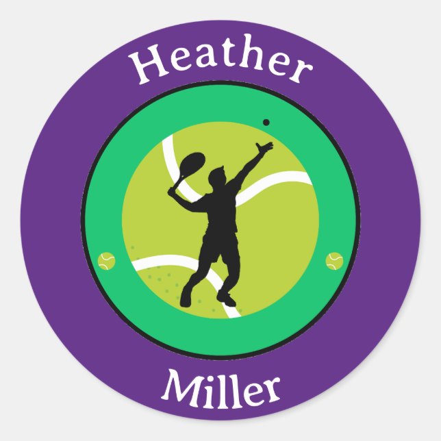 Adesivo Redondo Vinheta - Jogador de Tênis - Personalizado - Adici (Frente)