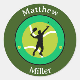 Adesivo Redondo Vinheta - Jogador de Tênis - Personalizado - Adici