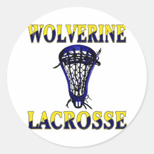 Adesivo Redondo Vinheta Lacrosse Mascot Wolverinies