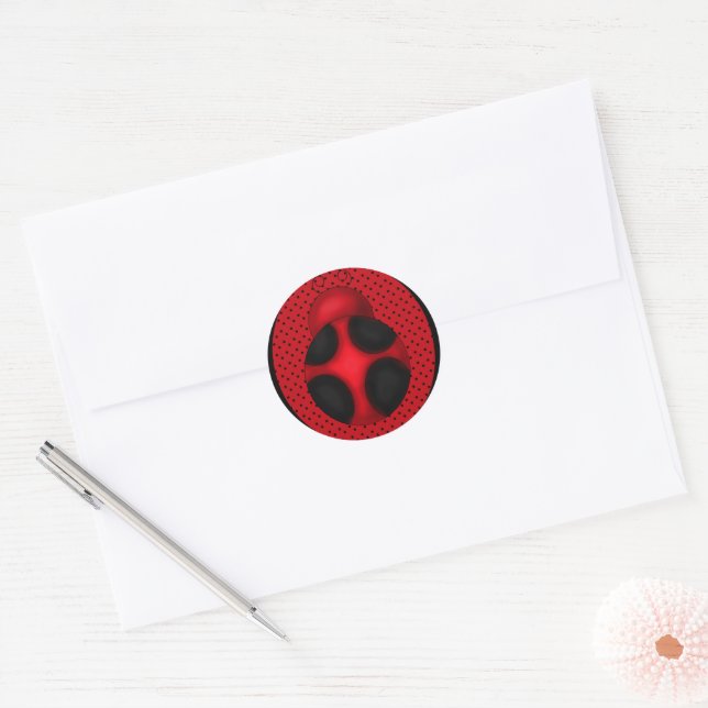 Adesivo Redondo Vinheta Ladybug (Envelope)