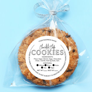 Adesivo Redondo Vinheta-lei de algodão Chip Cookies de chocolate b