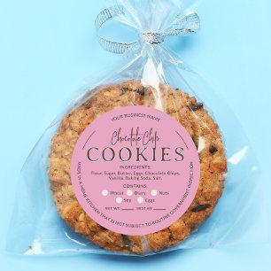 Adesivo Redondo Vinheta-lei de algodão de chocolate cor-de-rosa