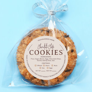 Adesivo Redondo Vinheta-Lei de Cottage Chip Cookies Castanho