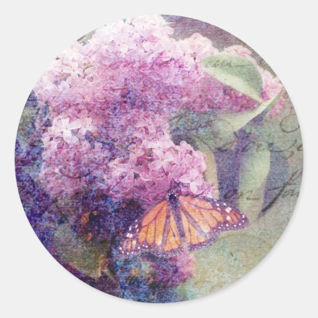 Adesivo Redondo Vinheta Lilacs Textuturada (Frente)