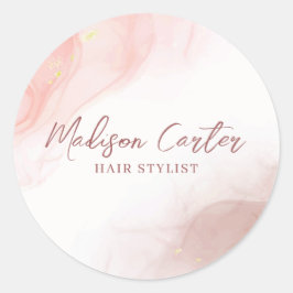 Adesivo Redondo Vinheta líquida de tinta com álcool de abstrato