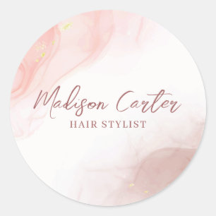 Adesivo Redondo Vinheta líquida de tinta com álcool de abstrato