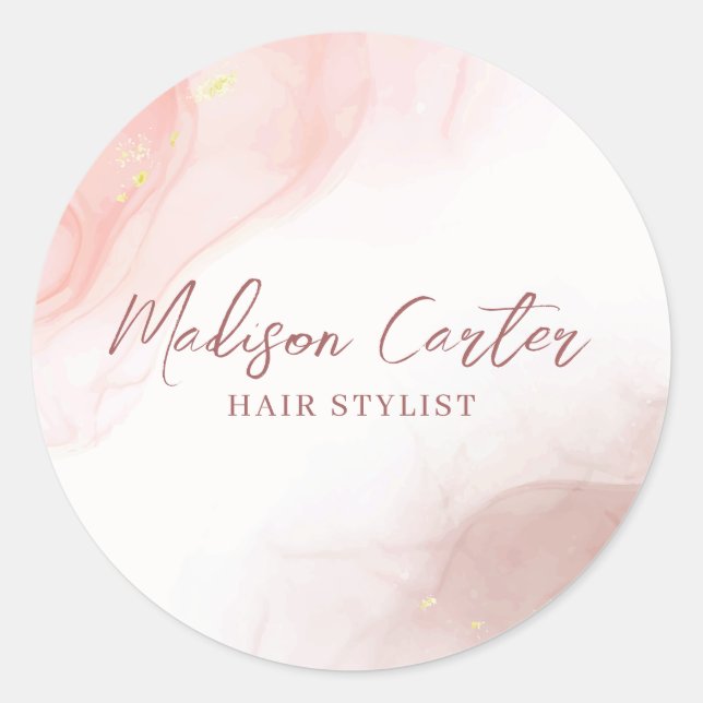 Adesivo Redondo Vinheta líquida de tinta com álcool de abstrato (Frente)