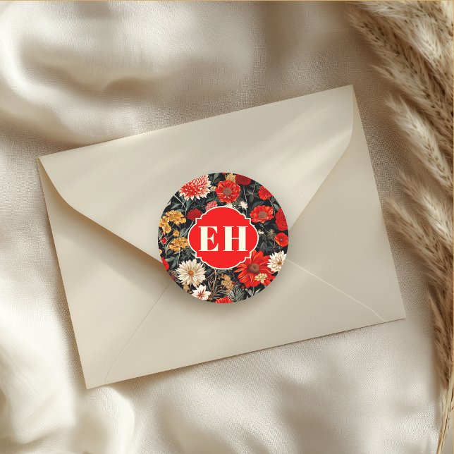 Adesivo Redondo Vinheta lisa vermelha e creme escura (Criador carregado)