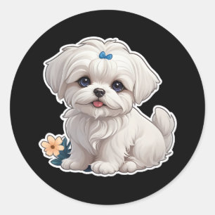 Adesivo Redondo Vinheta Maltês