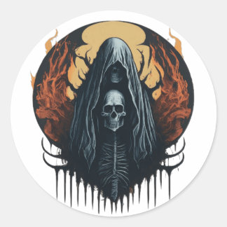 Adesivo Redondo Vinheta Máscara de Banda de metal fantasma monstru