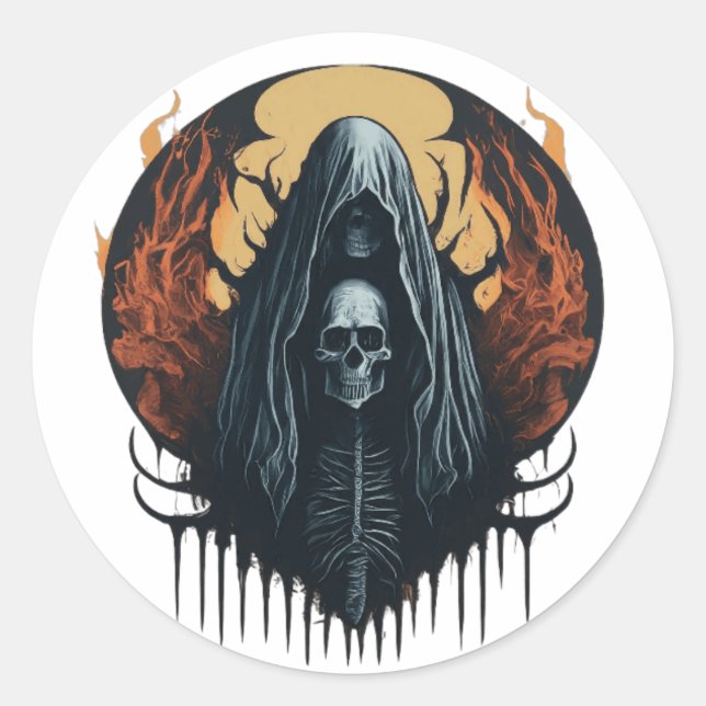 Adesivo Redondo Vinheta Máscara de Banda de metal fantasma monstru (Frente)