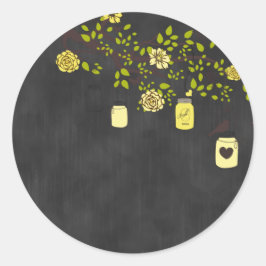 Adesivo Redondo Vinheta-Mason-Jar Amarelo-Alcalço