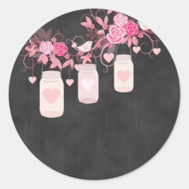 Adesivo Redondo Vinheta-Mason-Jar Rosa-Cor-de-Quadro