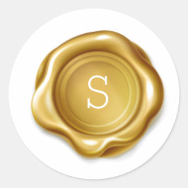 Adesivo Redondo Vinheta Metálica Dourada Monograma Cera Derretida