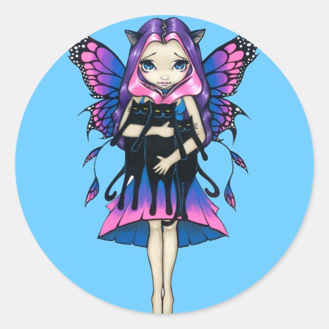 Adesivo Redondo Vinheta "Meus Três Gatinhos" (Frente)