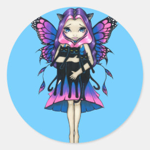 Adesivo Redondo Vinheta "Meus Três Gatinhos"