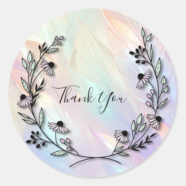 Adesivo Redondo Vinheta Mínima da Flor (Frente)