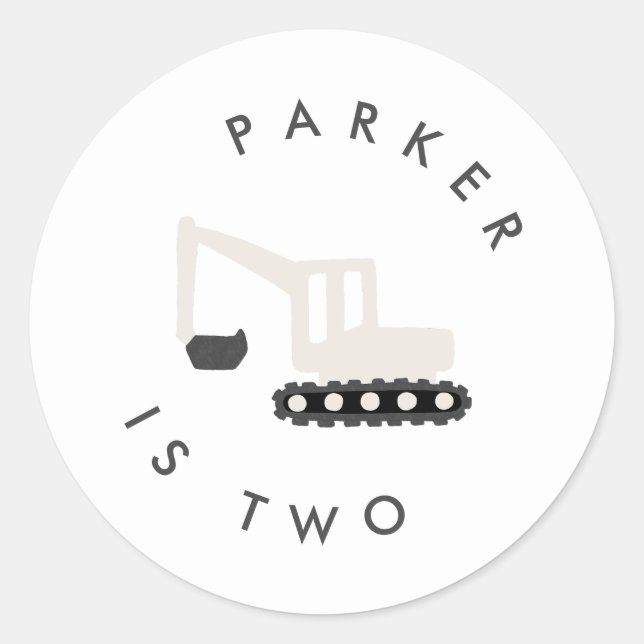 Adesivo Redondo Vinheta Mínima Festa de aniversário de Construção  (Frente)