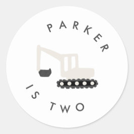 Adesivo Redondo Vinheta Mínima Festa de aniversário de Construção 