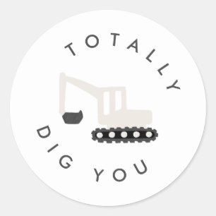 Adesivo Redondo Vinheta Mínima Festa de aniversário de Construção