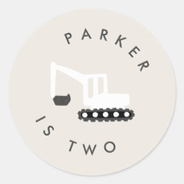 Adesivo Redondo Vinheta Mínima Festa de aniversário de Construção 