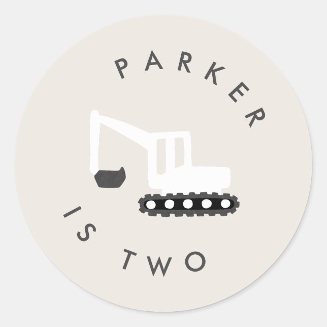 Adesivo Redondo Vinheta Mínima Festa de aniversário de Construção  (Frente)