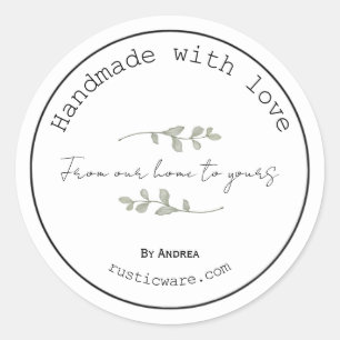 Adesivo Redondo Vinheta minimalista russa de produtos caseiros