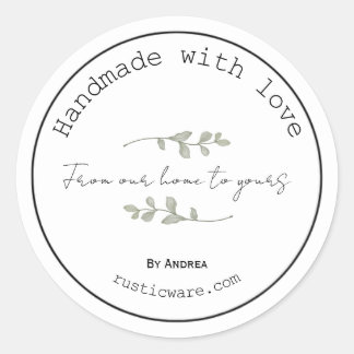 Adesivo Redondo Vinheta minimalista russa de produtos caseiros