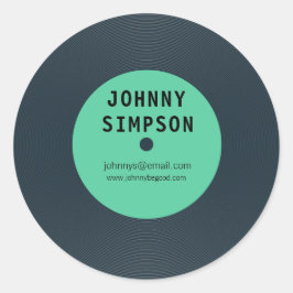 Adesivo Redondo Vinheta Modelo de Texto do Registro de Vinil LP Re