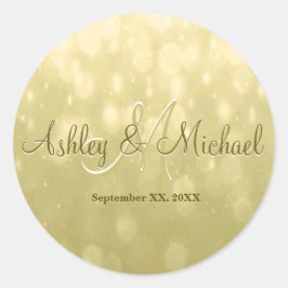 Adesivo Redondo Vinheta Monograma | Amarelo Dourado