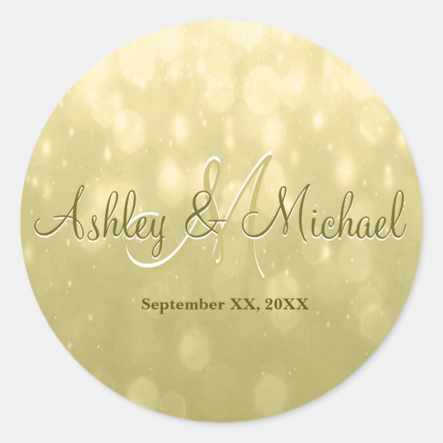 Adesivo Redondo Vinheta Monograma | Amarelo Dourado (Frente)