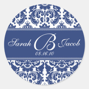 Adesivo Redondo Vinheta Monograma Damask- Personalize-o!
