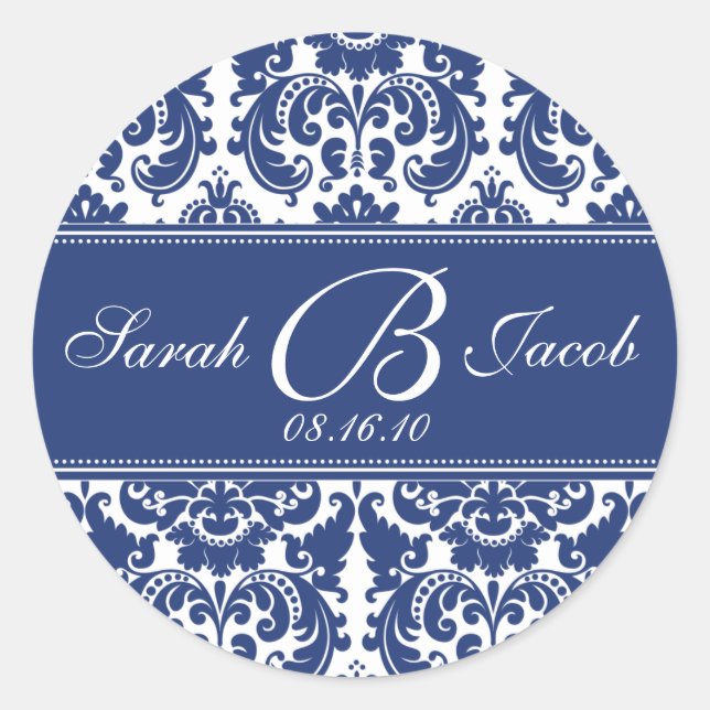 Adesivo Redondo Vinheta Monograma Damask- Personalize-o! (Frente)