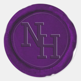 Adesivo Redondo Vinheta Monograma de cera Roxo-Ametista Escura