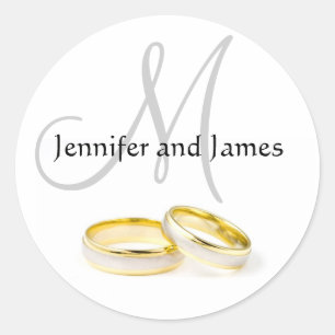 Adesivo Redondo Vinheta Monograma de Nomes de Casamento Dezembro