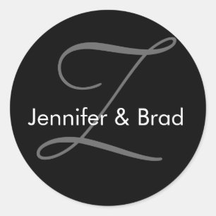 Adesivo Redondo Vinheta Monograma de Nomes de Noiva de Casamento