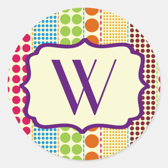 Adesivo Redondo Vinheta Monograma de Pontos Boho (Frente)