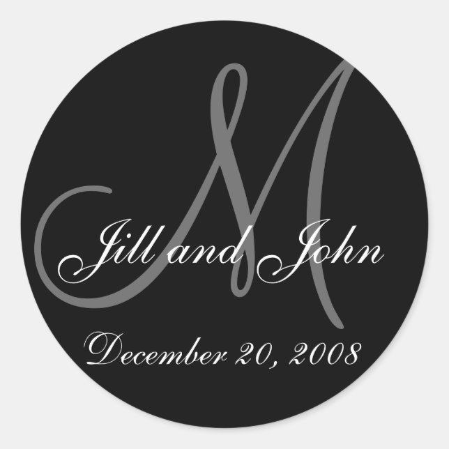 Adesivo Redondo Vinheta Monograma, Nome e Monograma Inicial (Frente)