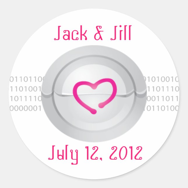 Adesivo Redondo Vinheta Monograma Robot Love (Frente)