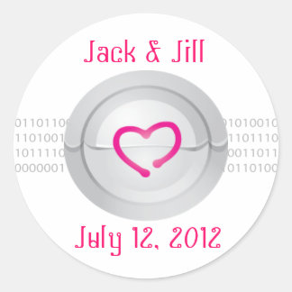 Adesivo Redondo Vinheta Monograma Robot Love