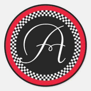 Adesivo Redondo Vinheta Monogramas com quadro de compras com borda
