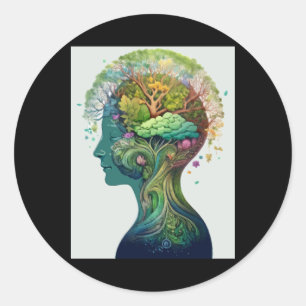 Adesivo Redondo Vinheta mundial para o Dia Mundial da Saúde Mental