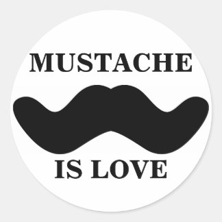 Adesivo Redondo Vinheta 'Mustache Is Love'