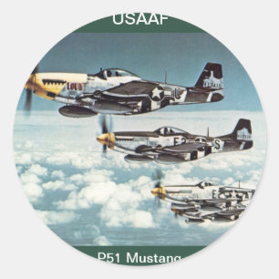 Adesivo Redondo Vinheta Mustang USAAF P-51