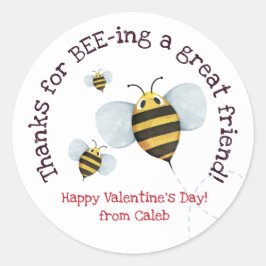 Adesivo Redondo Vinheta Namorados de Abelhas de Aquarelas