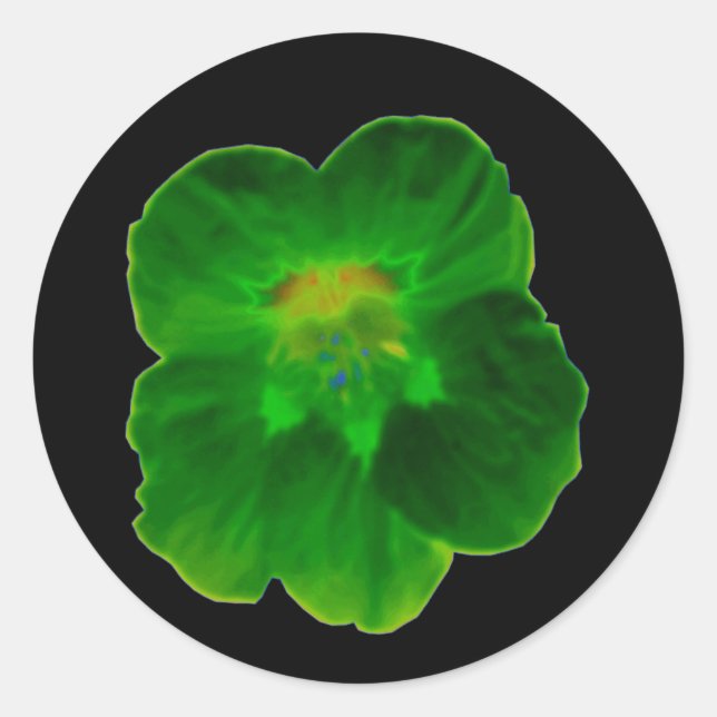 Adesivo Redondo Vinheta Nasturtium Verde (Frente)