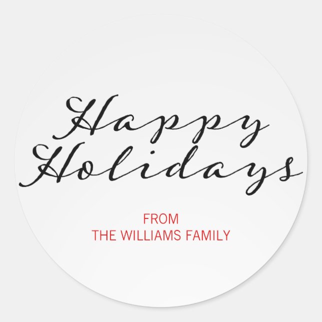 Adesivo Redondo Vinheta Natal clássico de Natal feliz (Frente)