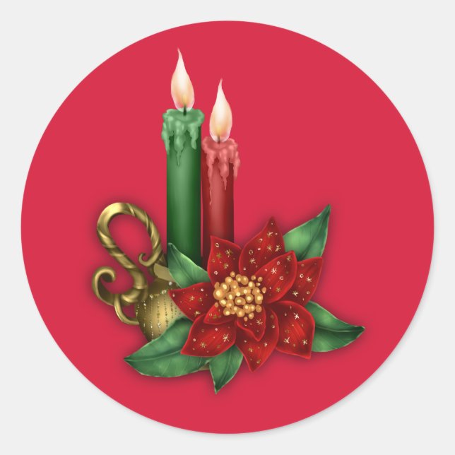 Adesivo Redondo Vinheta Natal com Velas (Frente)