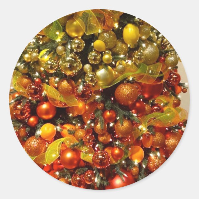 Adesivo Redondo Vinheta Natal De Citrus Tree Da Flórida (Frente)